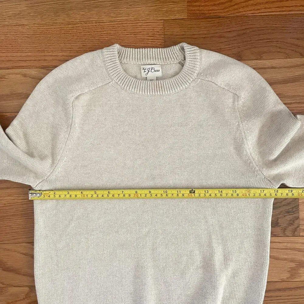 J.Crew Heritage Cotton Crewneck Sweater Mens XS Heather Sand Pullover Knit B1841